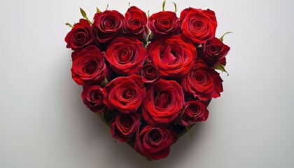 Heart of roses isolated on transparent a white 