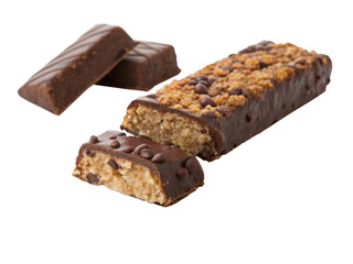 Chocolate-Covered Protein Bar on Transparent Background