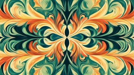 Fototapeta premium Trippy background pattern, using only the colors orange and green.