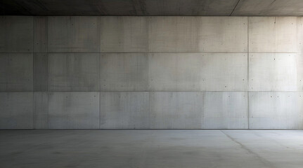 Fototapeta premium Minimalist Industrial Concrete Wall With Smooth Surface And Subtle Grid Pattern Creating Sleek Modern Background With Urban Architectural Aesthetic