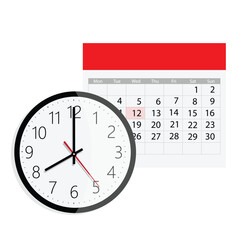 Deadline reminder. Calendar and watch vector icon