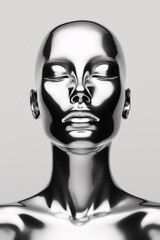 Illustration of a mannequin made of chromed metal.