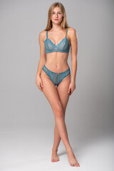 Fototapeta premium portrait of sexy woman with perfect body in lingerie