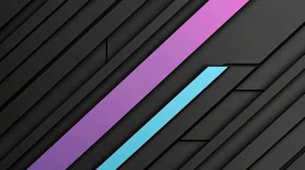 Obraz premium Modern dark striped metallic design featuring luminous purple lines