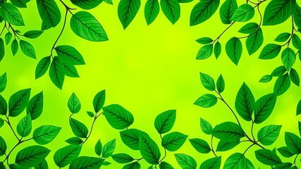 A verdant frame of leaves encircling a vibrant green backdrop, symbolizing nature's embrace and the beauty of fresh growth.