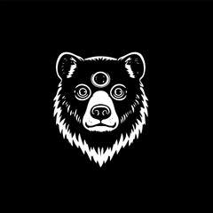 Modern Bear Face Black And White Vector Design