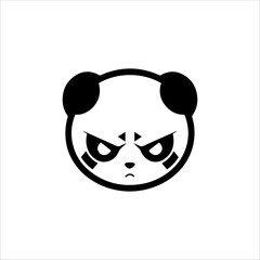 Panda Angry Face Black And White Line Art Vector