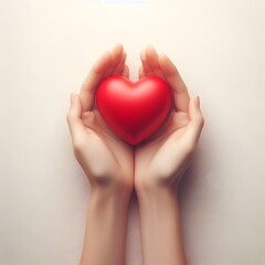 Obraz premium Gentle Hands Cradling a Heart Symbolizing Love and Support isolted in white background 