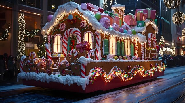 Gingerbread House Float in Christmas Parade