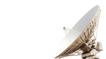 Earth receiving station in a remote desert location, where satellite signals are decoded and transmitted to control centers. The scene symbolizes global connectivity and the seamless flow of informati