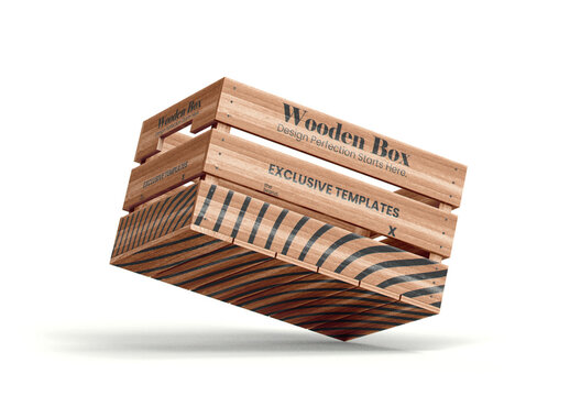 Floating Wooden Box Mockup