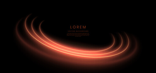 Abstract futuristic glowing neon orange lines. Hi speed motion moving concept on black background.