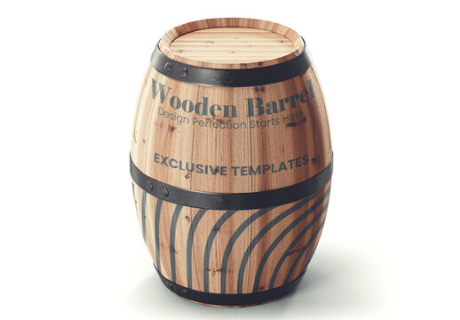Wooden Barrel Mockup