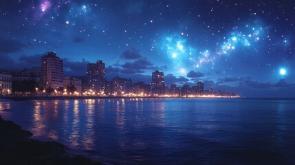 Night Cityscape with Stars