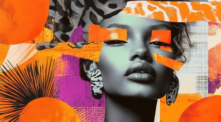 Bold artistic portrait featuring vibrant colors and textures celebrating beauty and expression in modern fashion