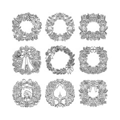 Wreath. Merry Christmas and Happy New Year illustration, for greeting cards, posters, holiday covers.