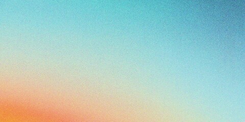 Abstract blue and orange gradient background, grainy noise texture gradient