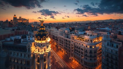 Sunset View of Madrid, Spain