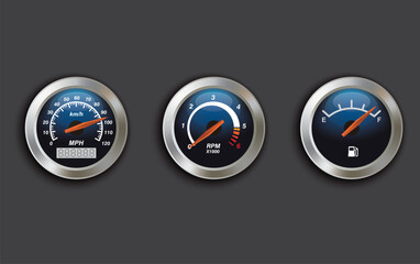 Gauge automobile 3d on gray background for decoration