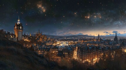 Obraz premium Edinburgh Night Sky