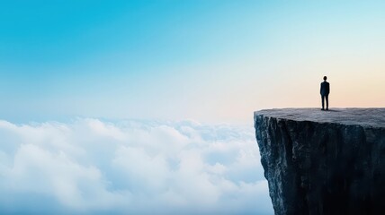 A person standing at the edge of a cliff, looking out over a sea of knowledge, with no end in sight   endless knowledge, lifelong discovery