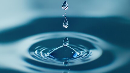 Water droplets creating ripple on calm surface	