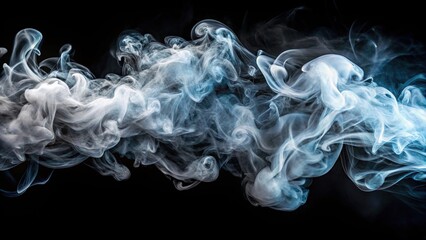 Abstract swirling smoke cloud reflected on black background