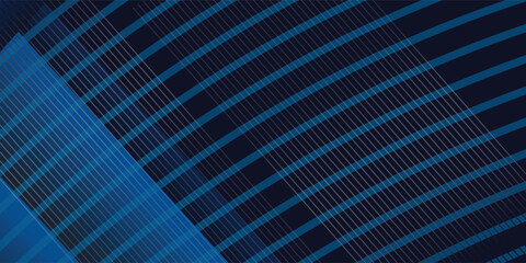 Abstract stripe blue background with dynamic effect. Motion vector Illustration with white lines decoration. Trendy dark navy blue gradients. Can be used for advertising, marketing, presentation