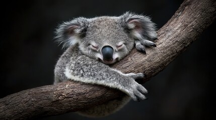 Obraz premium Resting Koala on a Branch in Natural Habitat