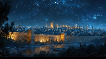 Night Cityscape under the Stars