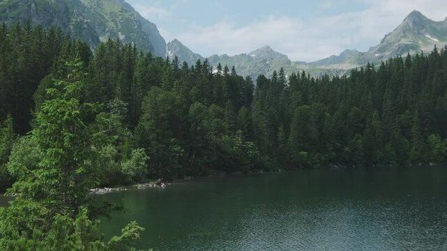 Poprad lake landscape - Popradske pleso in High Tatras mountains at summer, Slovakia, 4k