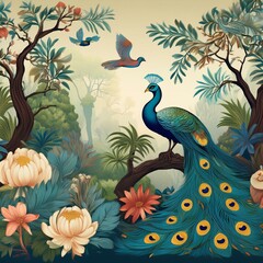 Naklejka premium Lush Jungle Paradise