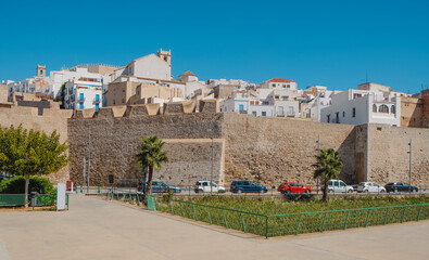 walls in the old town of Peniscola, Spain