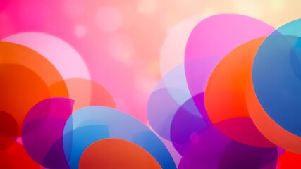 Obraz premium Abstract Background of Overlapping Circular Shapes in Soft Hues of Pink, Orange, Blue and Purple