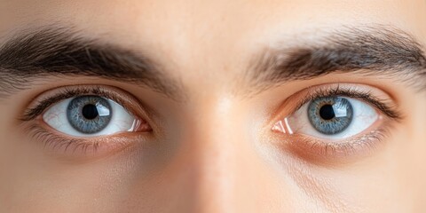 Obraz premium Close-up of male eyes isolated on a white background.
