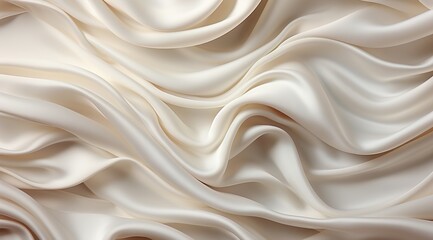 Fototapeta premium Beautiful background luxury cloth with drapery and wavy folds of ivory color creased smooth silk 