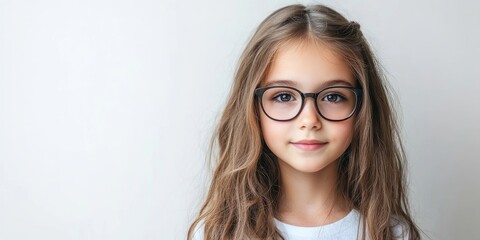 Fototapeta premium Lovely girl with glasses isolated on white - copyspace