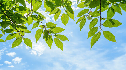 Tree branches with leaves, peaceful outdoor scene