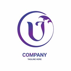 Fototapeta premium U Initial Nature Leav Logo