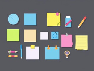A collection of colorful post it note icons in vector format for digital use, collection, digital
