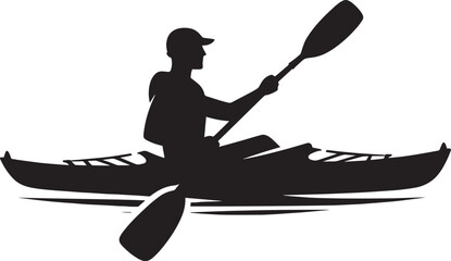 Kayaking silhouette vector illustration isolated on a white background