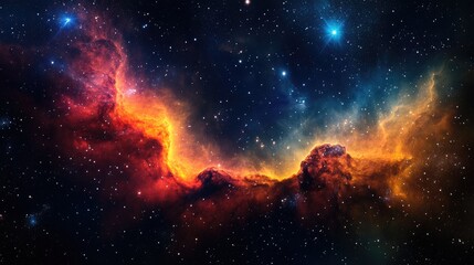 Fototapeta premium Breathtaking Cosmic Landscape Featuring Colorful Nebula Clouds and Twinkling Stars in a Mystical Galactic Space Setting