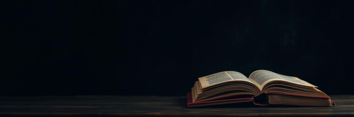 A stack of antique leather-bound books against a dark background, perfect for literary themed designs, reading, print media