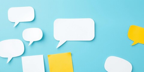 A top view of speech bubbles with question marks, suitable for educational and creative themes, speech bubbles, ask