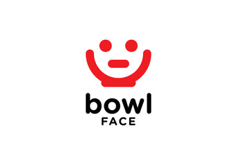 bowl with face people logo. happy food restaurant symbol vector design