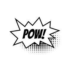 Comic speech bubble with text Pow isolated on white background. Vector flat illustration.