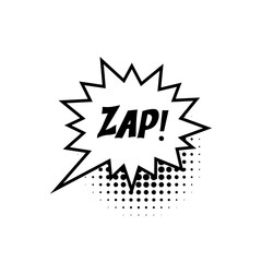 Comic speech bubble with text Zap isolated on white background. Vector flat illustration.