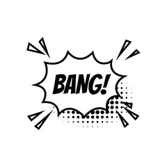 Comic speech bubble with text Bang isolated on white background. Vector flat illustration.