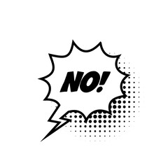 Comic speech bubble with text No isolated on white background. Vector flat illustration.
