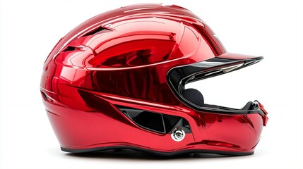 Naklejka premium shiny red baseball helmet isolated white background protective sport gear players professional equipment safe gameplay